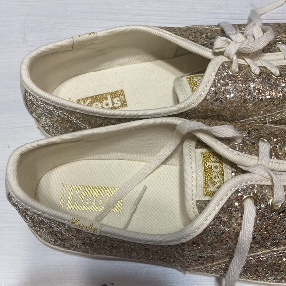 Gold glitter keds 7W womans shoes - Picture 8 of 9